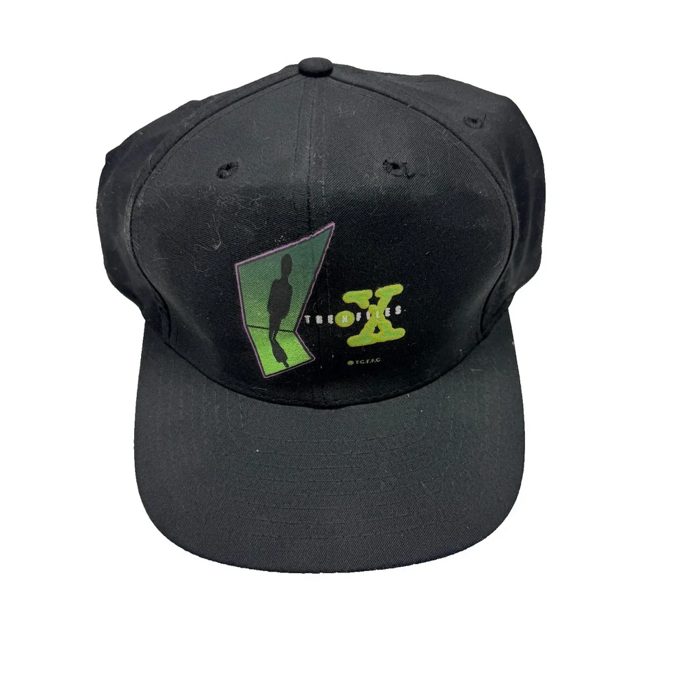 Vintage The X-Files Snapback Hat Cap 90s Television TV Show Alien Black